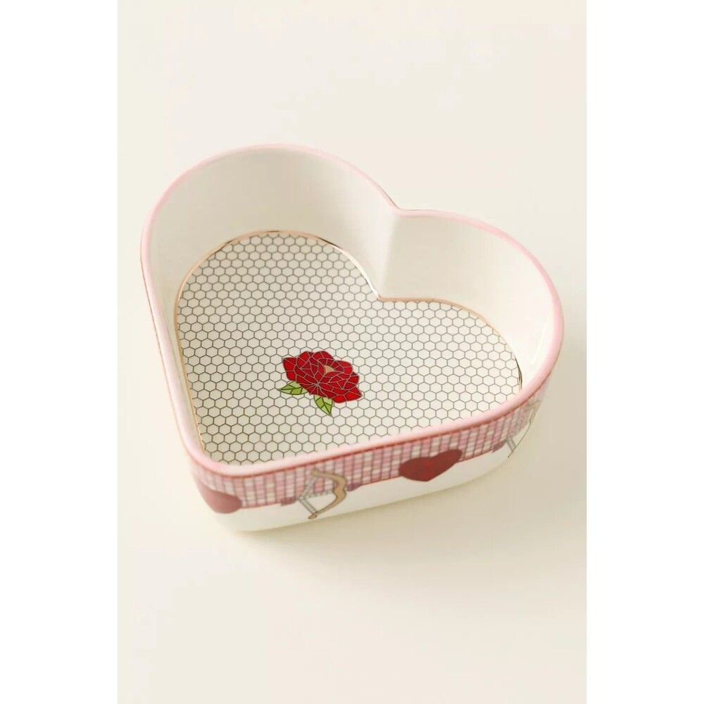 Anthropologie The Bistro Tile Stoneware Ramekin Valentine's Edition NWT